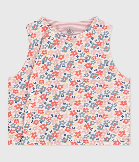 Wendbare Baby-Weste aus bedruckter Baumwolle weiss MARSHMALLOW/rosa JOLI