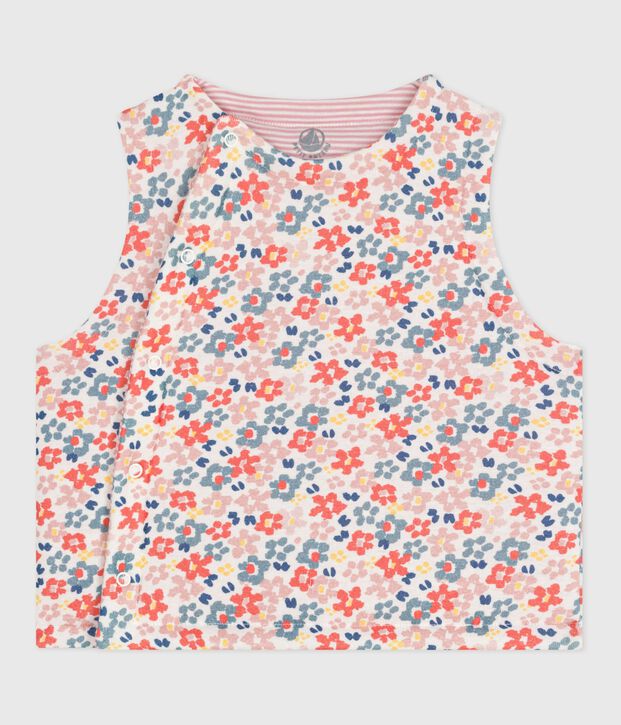 Wendbare Baby-Weste aus bedruckter Baumwolle weiss/rosa