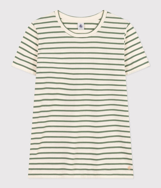 T-Shirt LE DROIT aus Baumwolle mit Rundhalsausschnitt naturfarben/gr&uuml;n