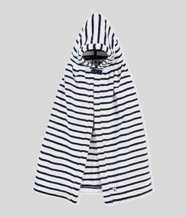 Baby-Badecape aus Frottee mit Streifenmuster weiss/blau