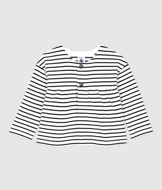 Baby-Cardigan aus Molton weiss MARSHMALLOW/blau SMOKING