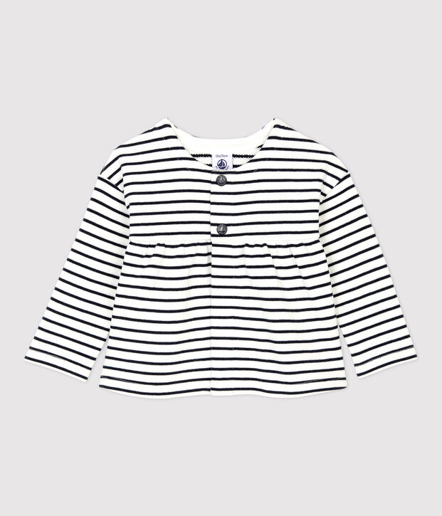 Baby-Cardigan aus Molton weiss/blau