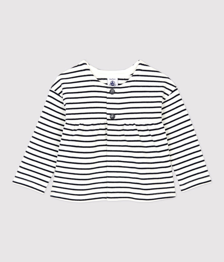 Baby-Cardigan aus Molton weiss MARSHMALLOW/blau SMOKING