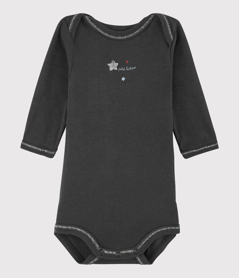 Lang&auml;rmeliger Baby-Body Jungen grau