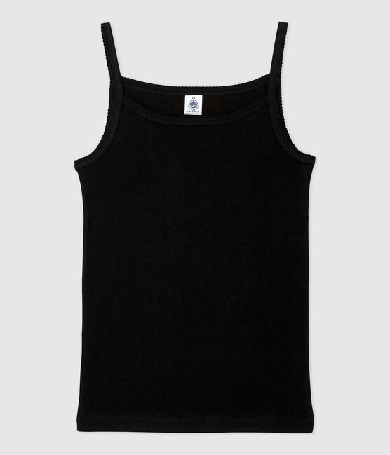 Spaghetti-Top aus BIO-Baumwolle für Damen schwarz NOIR