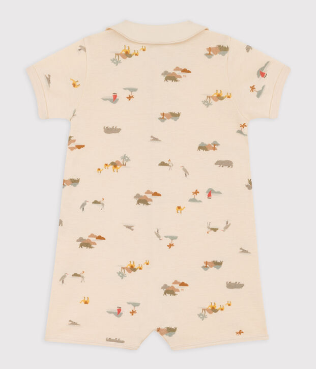 Baby-Kurzoverall aus Baumwolle mit Palmenmotiv naturfarben/vielfarbig