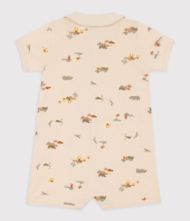 Baby-Kurzoverall aus Baumwolle mit Palmenmotiv naturfarben/vielfarbig