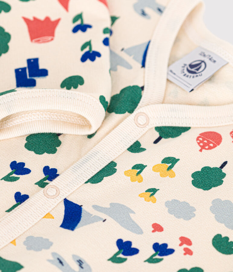 Strampler aus aufgerautem Molton mit Waldmotiv naturfarben/vielfarbig