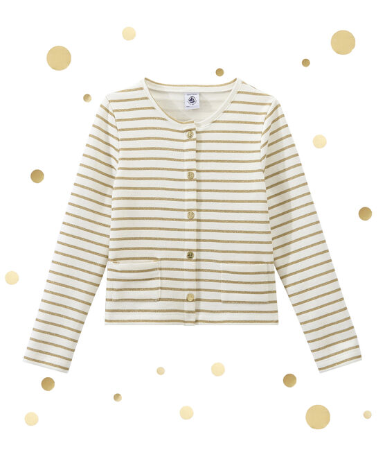 Mädchen Cardigan im Materialmix weiss MARSHMALLOW/gelb DORE