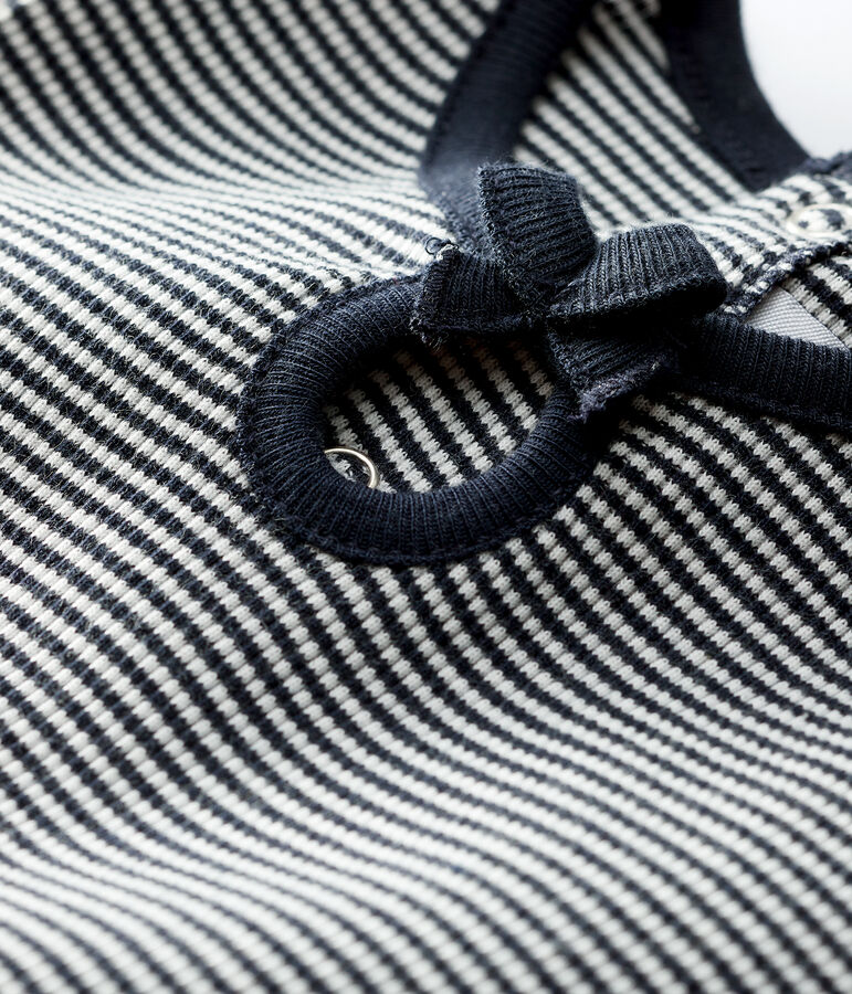 Kurz&auml;rmeliges Baby-Kleid aus 2x2-Rippstrick f&uuml;r M&auml;dchen blau SMOKING/weiss MARSHMALLOW