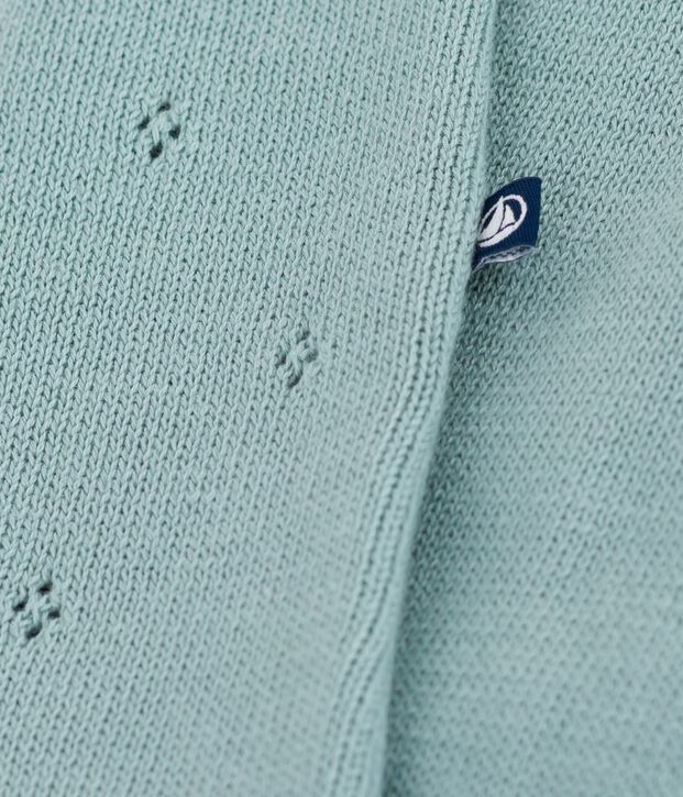 Strampler aus Zierstrick mit Tr&auml;gern gr&uuml;n