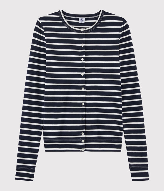 Cardigan für Damen blau SMOKING/weiss MARSHMALLOW