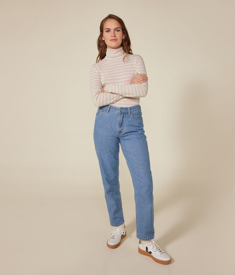 Damen-Rollkragenshirt L'Iconique aus Baumwolle naturfarben/vielfarbig