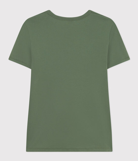 Damen-T-Shirt L'Iconique mit V-Ausschnitt aus Baumwolle, unifarben grün CROCO