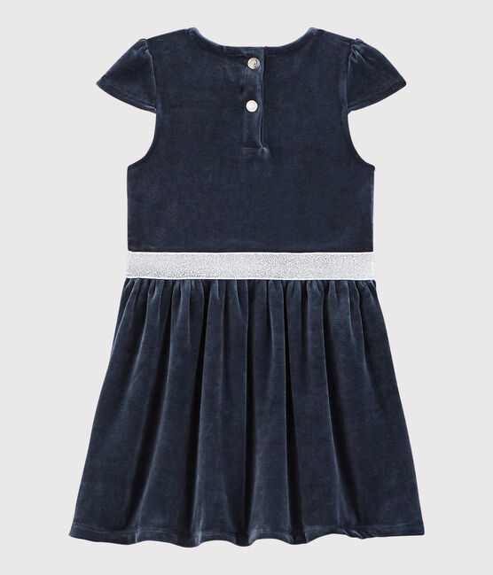 Kurzärmeliges Kinderkleid für Mädchen blau SMOKING