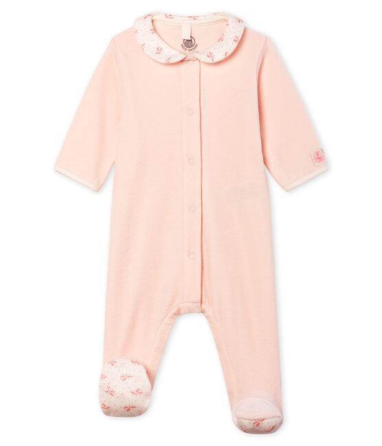 Baby-Strampler aus Velours für Mädchen rosa FLEUR