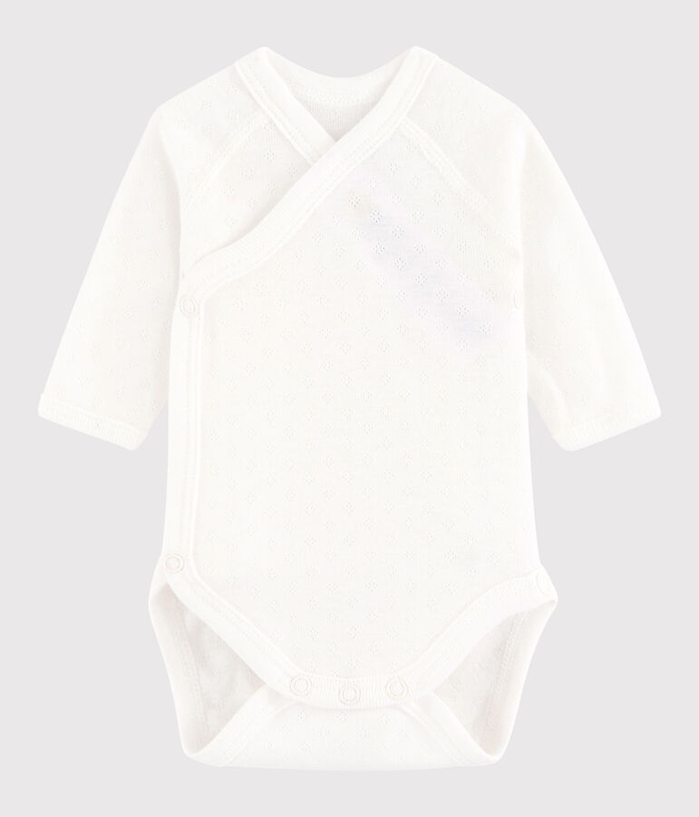Lang&auml;rmeliger Baby-Body in Wickelform M&auml;dchen/Jungen weiss MARSHMALLOW
