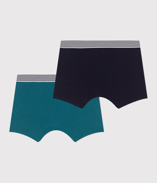 2er-Set Kinder-Boxershorts aus einfarbiger Baumwolle mit Elastan vielfarbig