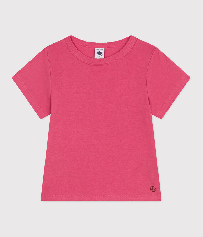 Kurz&auml;rmeliges Kinder-T-Shirt aus einfarbiger Baumwolle rosa