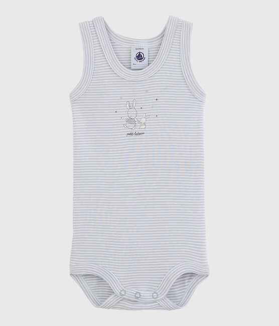 Ärmelloser Baby-Body Mädchen grau MISTIGRI/weiss ECUME
