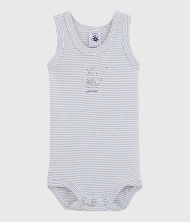 &Auml;rmelloser Baby-Body M&auml;dchen grau/weiss