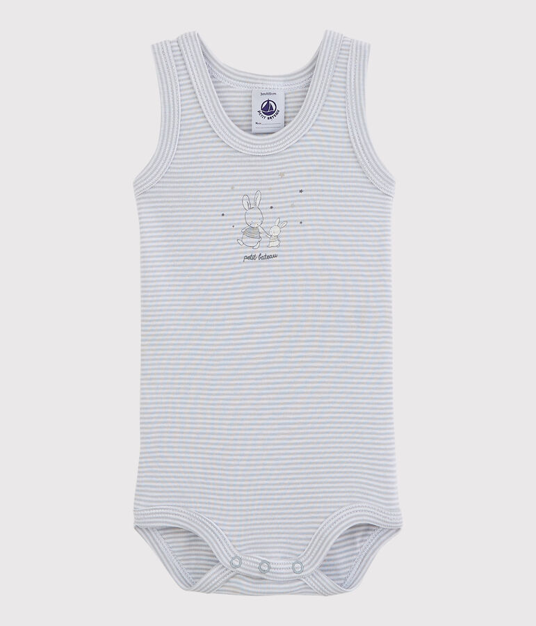 &Auml;rmelloser Baby-Body M&auml;dchen grau/weiss