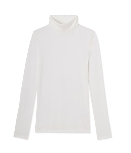 Damen-Unterziehpullover aus leichter Baumwolle weiss Lait