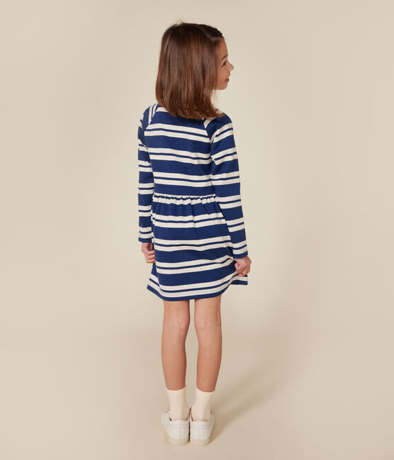Langärmeliges Kinder-Kleid aus festem Baumwollstoff für Mädchen blau MEDIEVAL/ MONTELIMAR