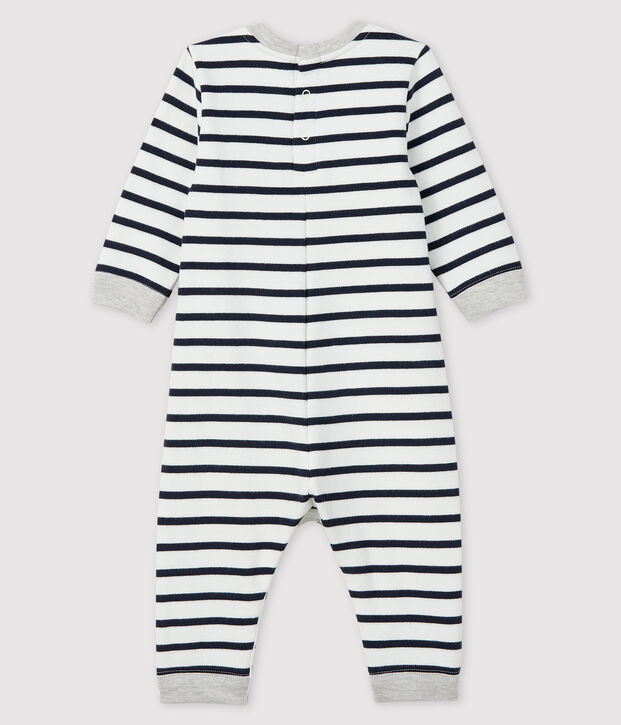 Langer Baby-Overall f&uuml;r Jungen weiss/blau
