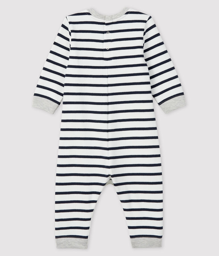 Langer Baby-Overall f&uuml;r Jungen weiss MARSHMALLOW/blau SMOKING