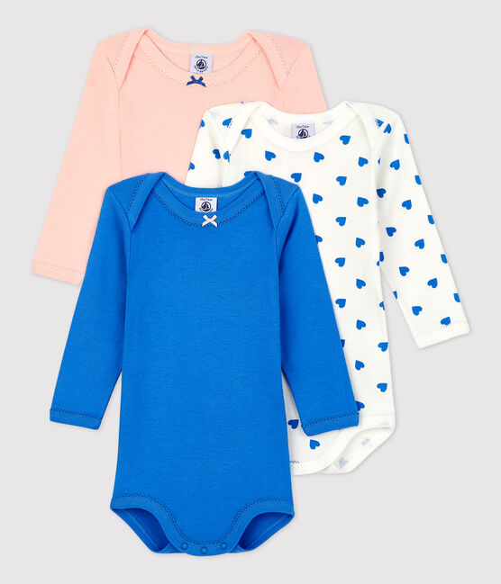 3er-Set langärmelige Bodys mit blauen Herzen variante 1
