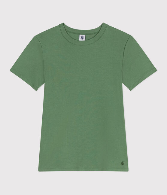 Damen-T-Shirt L'Iconique aus einfarbiger Baumwolle grün PALMERAIE