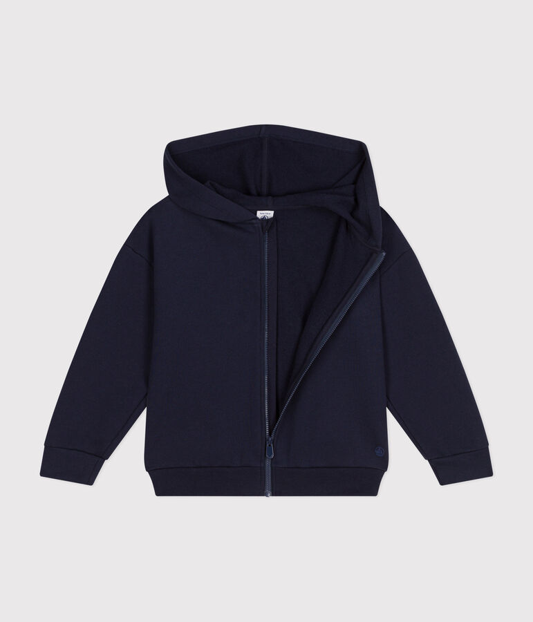 Kinder-Sweatshirt mit Rei&szlig;verschluss und Kapuze aus Molton f&uuml;r M&auml;dchen blau