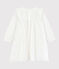Langärmeliges Baby-Kleid für Mädchen weiss MARSHMALLOW/grau ARGENT