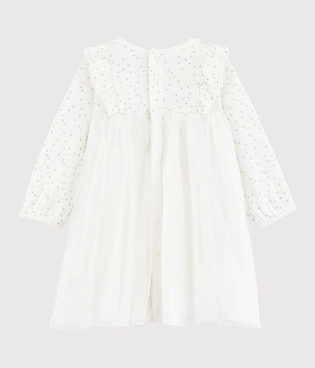 Lang&auml;rmeliges Baby-Kleid f&uuml;r M&auml;dchen weiss/grau