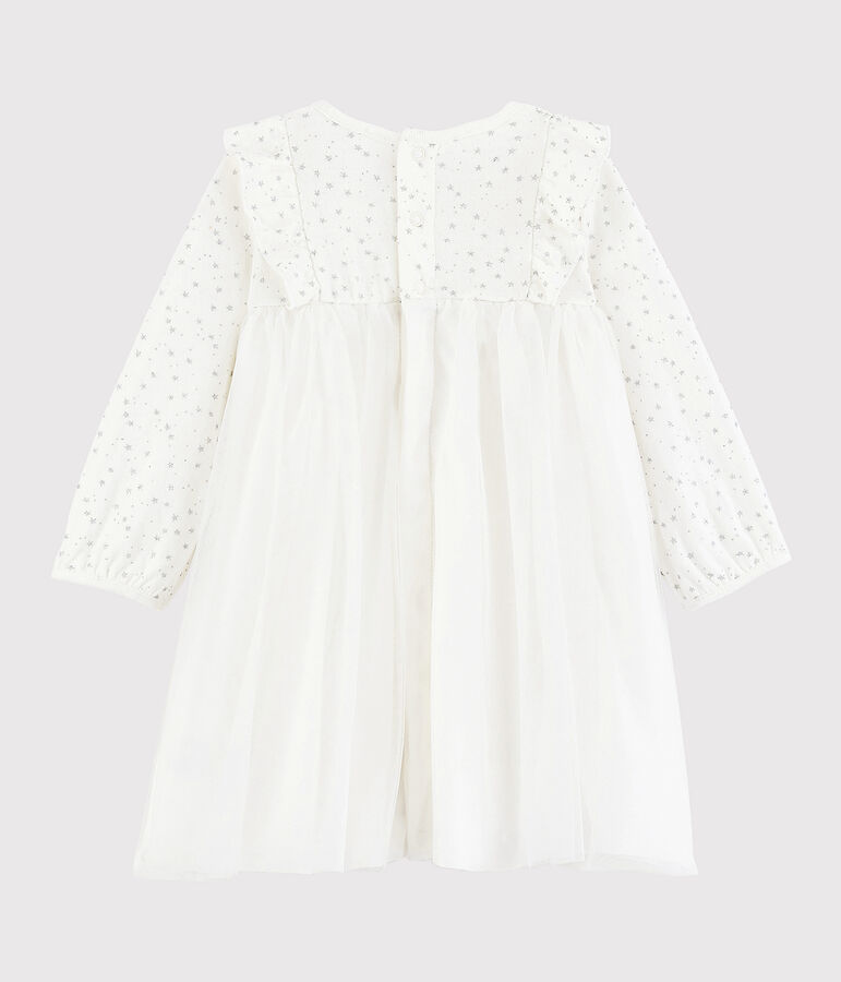 Lang&auml;rmeliges Baby-Kleid f&uuml;r M&auml;dchen weiss/grau