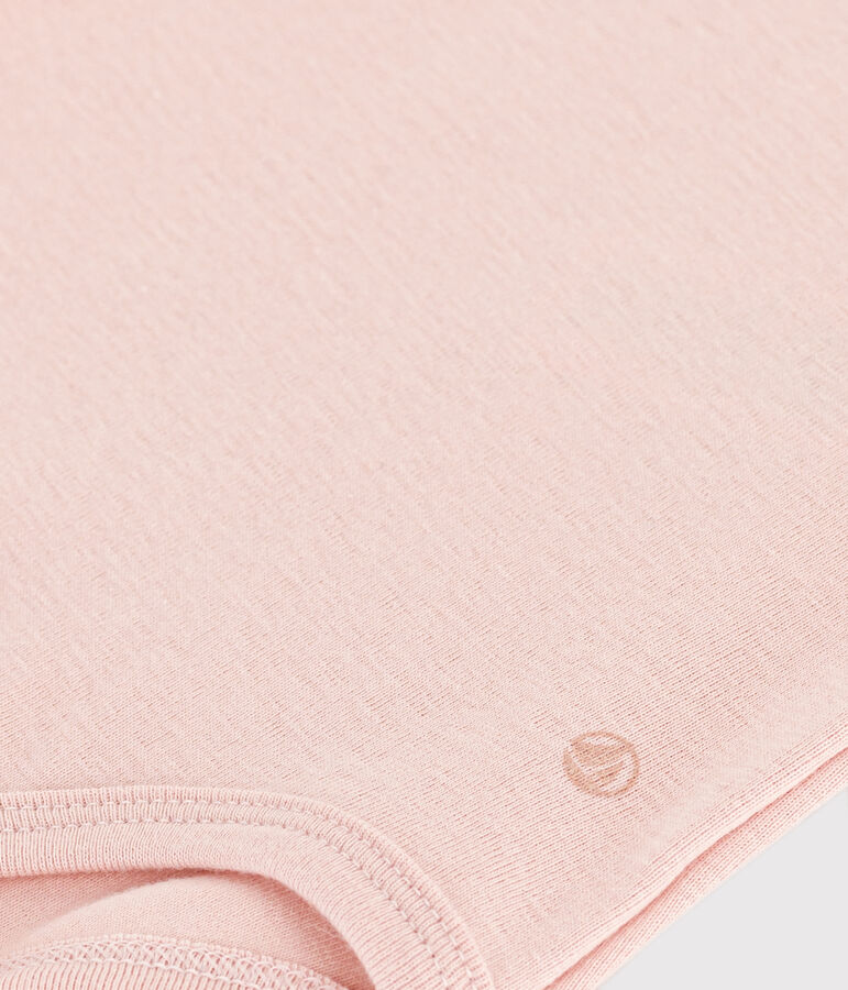 Kurz&auml;rmeliger Baby-Body aus Baumwolle mit R&uuml;schenkragen rosa