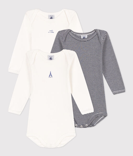 3er-Set langärmelige Baby-Bodys Paris aus Baumwolle variante 1