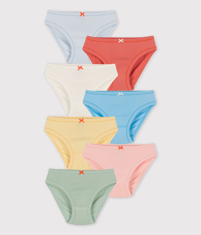 7er-Set einfarbige Slips aus Bio-Baumwolle f&uuml;r M&auml;dchen vielfarbig