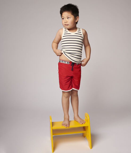 Kinder-Badeshorts aus recyceltem Material für Jungen rot TERKUIT