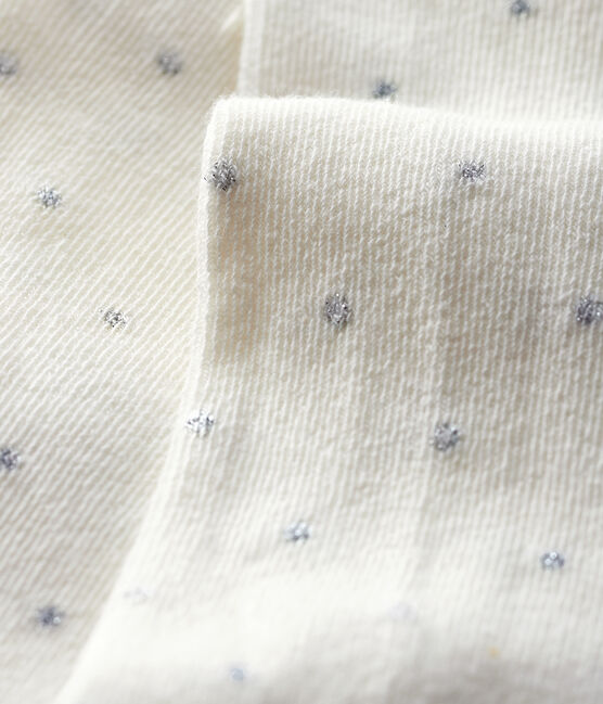 Gepunktete Baby-Strumpfhose für Mädchen weiss MARSHMALLOW/grau ARGENT