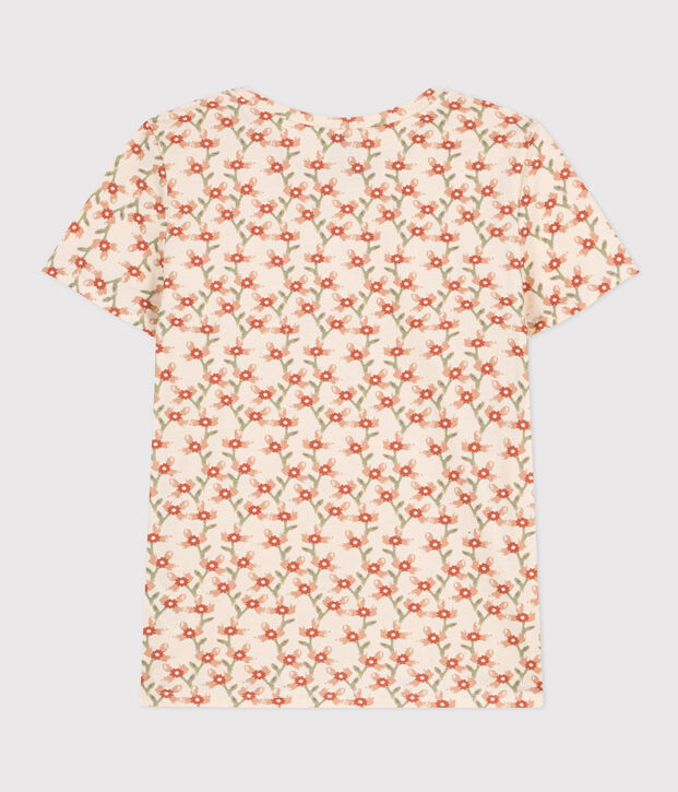 Damen-T-Shirt LE DROIT aus Baumwolle mit Rundhalsausschnitt naturfarben/vielfarbig