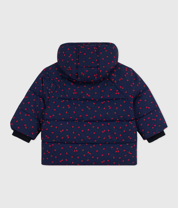 Gemusterte Baby-Winterjacke blau/naturfarben