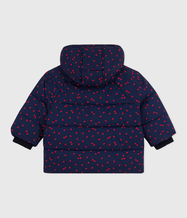 Gemusterte Baby-Winterjacke blau/naturfarben