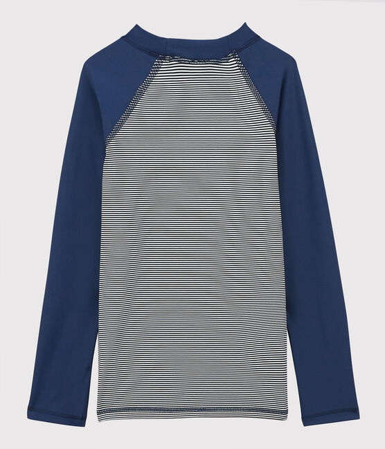 Kinder-T-Shirt mit UV-Schutz aus recycelten Materialien blau MEDIEVAL/weiss MARSHMALLOW
