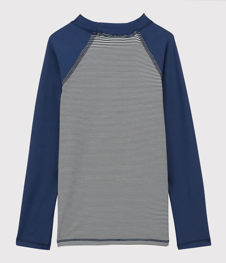 Kinder-T-Shirt mit UV-Schutz aus recycelten Materialien blau/weiss