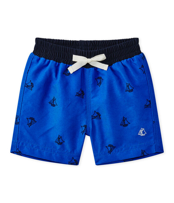 Bedruckte Baby-Jungen-Strandshorts blau PERSE/blau SMOKING