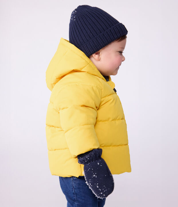 Baby-Winterjacke aus einfarbigem Polyester gelb