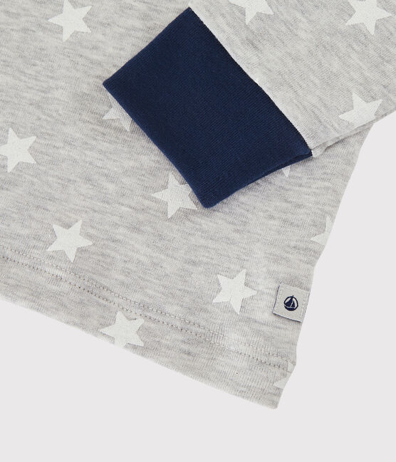 Kinderpyjama aus Baumwolle mit Sternmotiv für Jungen grau BELUGA/weiss MARSHMALLOW