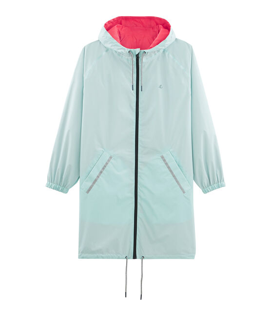 Lange winddichte wendejackedamen rosa GROSEILLER/blau CRYSTAL